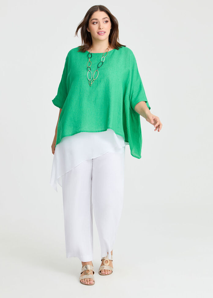 Linen Blend Carmen Overtop, , hi-res