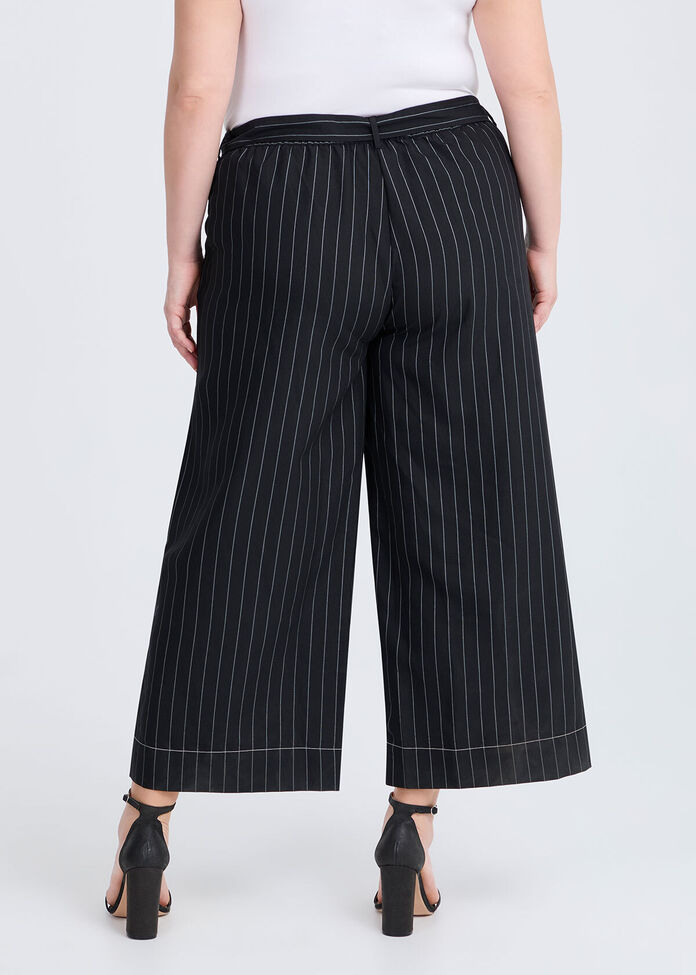 Pinstripe Wide Leg Culotte Pant, , hi-res
