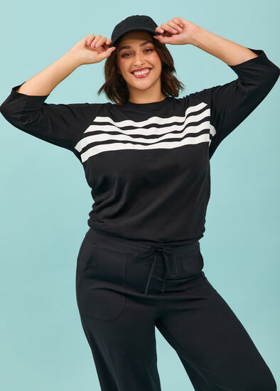 Plus Size Active Cotton Stripe Top