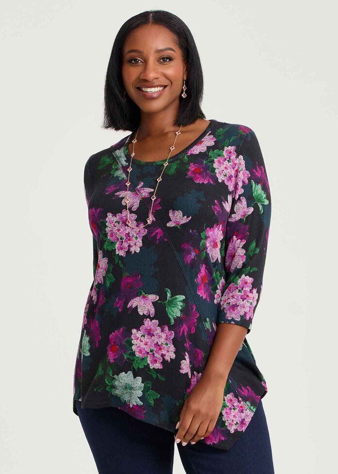 Bamboo Cosy Asymmetric Hem Top, , hi-res