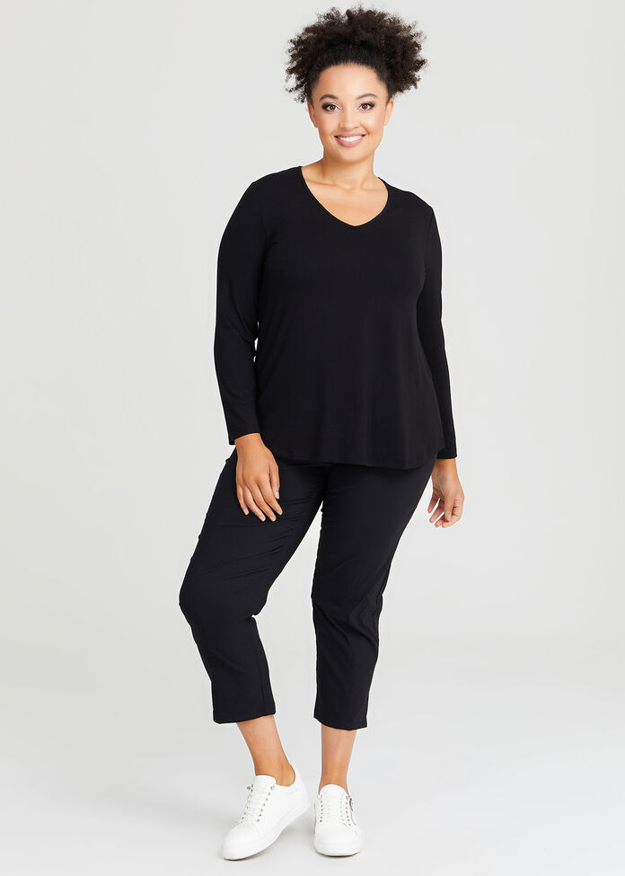 Natural Everyday V-neck Long Sleeve Top, , hi-res