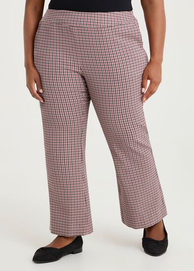 Plus Size Petite Check Bootleg Natural Pant