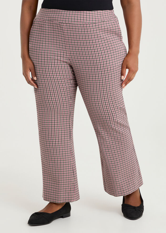 Petite Check Bootleg Natural Pant, , hi-res