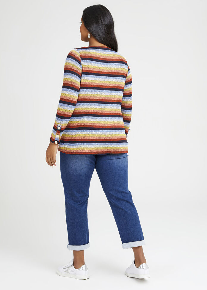 Plus Size Brentwood Boat Neck Stripe Top