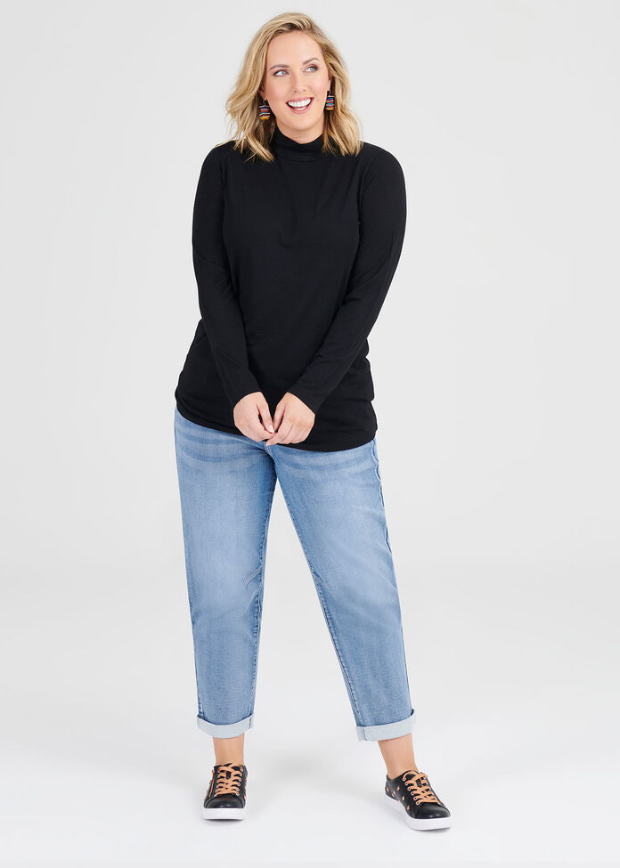 Wool Bamboo Mock Neck Top, , hi-res