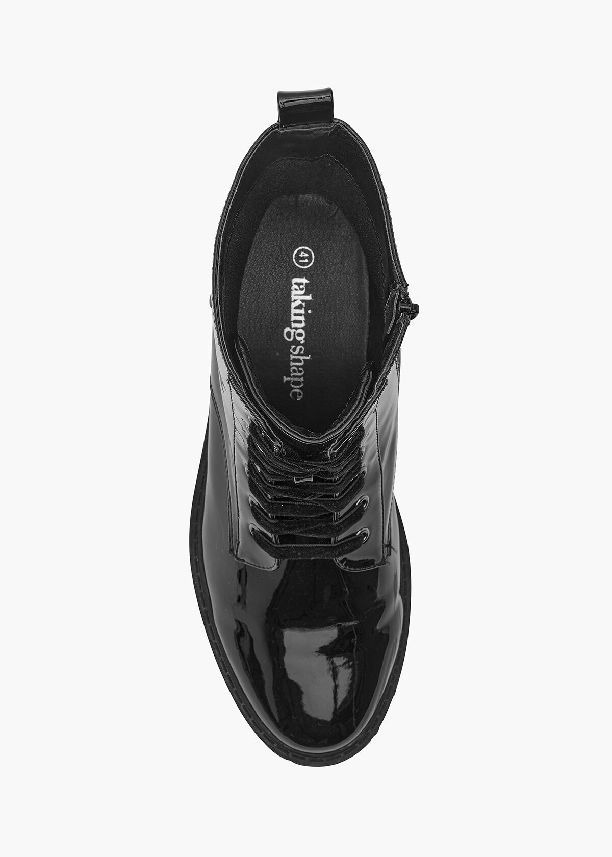 Patent black lace up boots hotsell