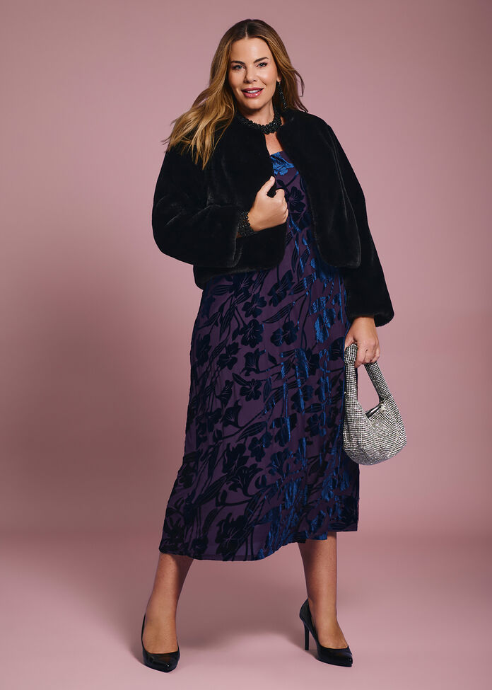 Bouquet Velvet Cocktail Dress, , hi-res