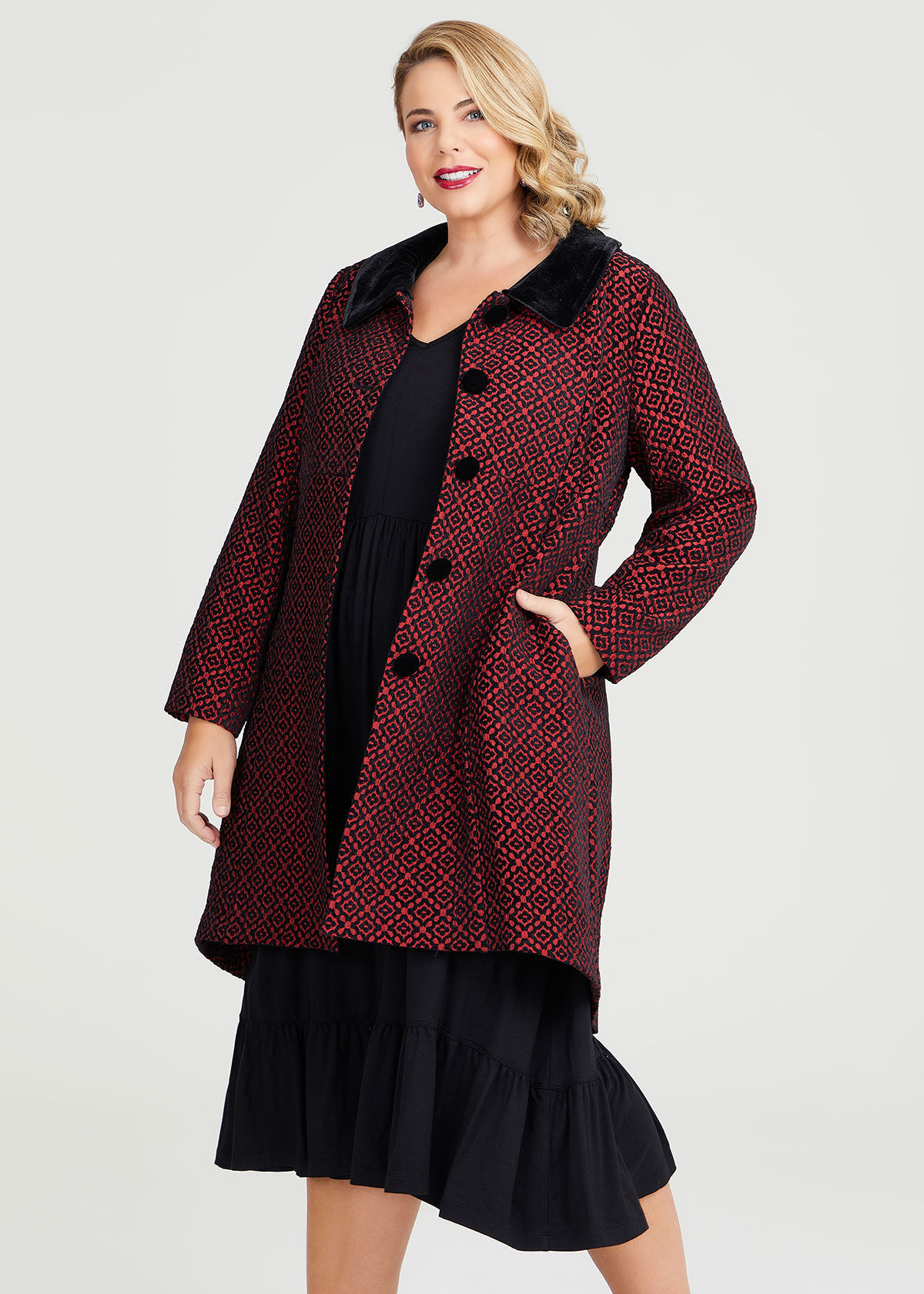 Plus Size Ruby Jacquard Dress Coat Sizes 12 30 Taking Shape