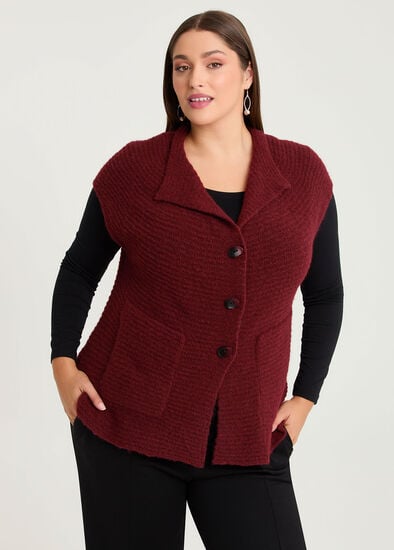 Plus Size Pocket Wool Mix Knit Gilet Vest