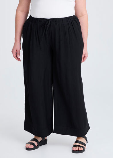 Plus Size Petite Natural Wide Leg Pant