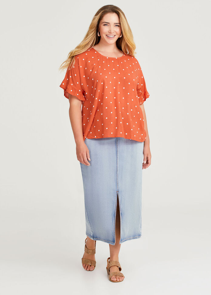 Natural Polka Dot Top, , hi-res