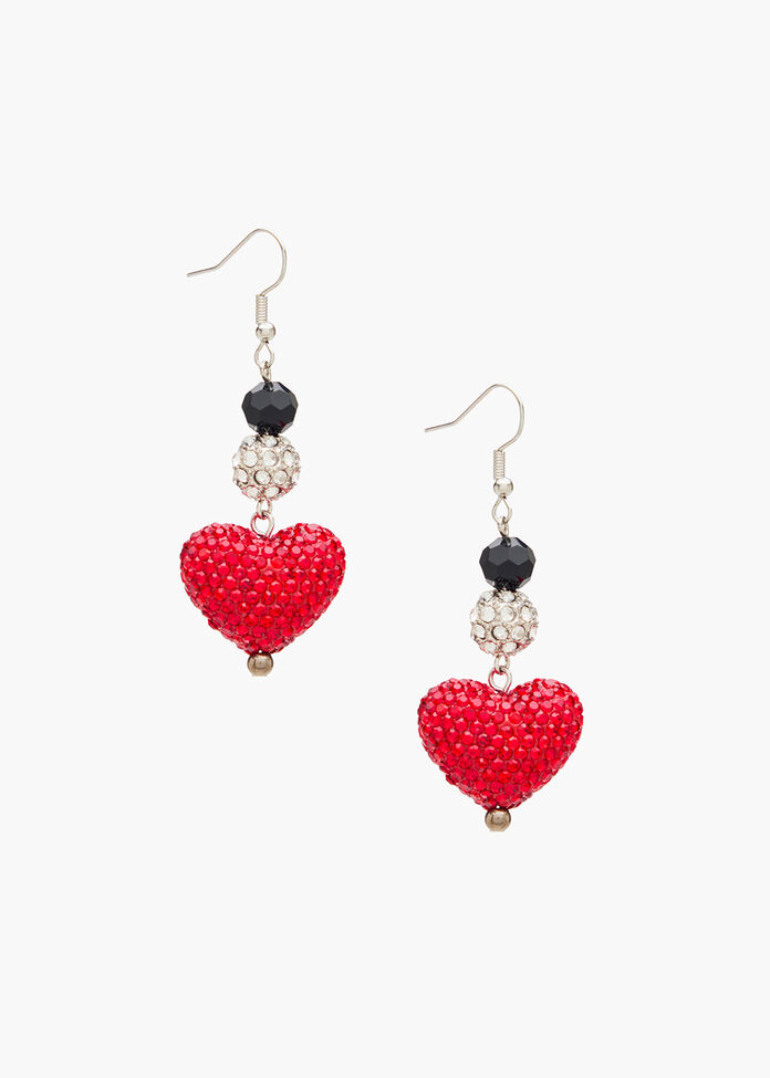 Crystal Heart Diamante Earrings, , hi-res