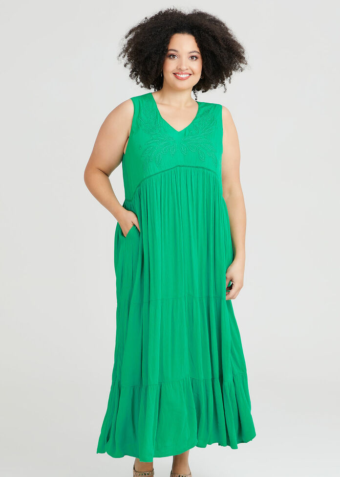 Shop Plus Size Natural Breezy Days Tier Dress in Green | Taking Shape AU image.