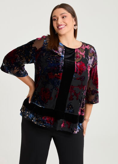 Plus Size Velvet Floral Opera Top
