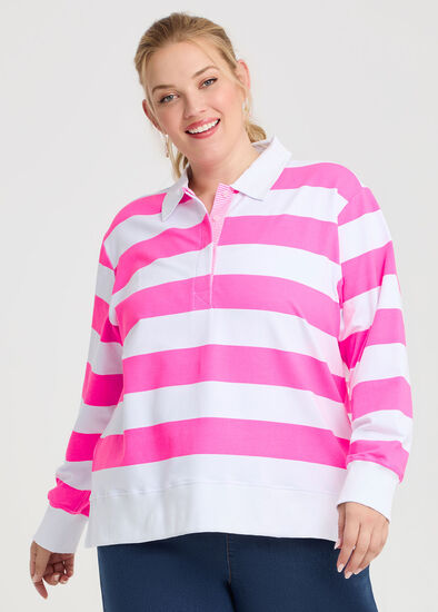 Plus Size Cotton Polo Neck Sweatshirt