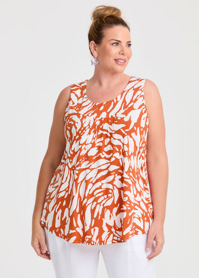 Plus Size Gather Neck Panel Tank