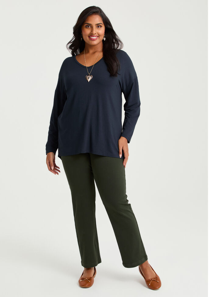 Australian Wool Modal V-neck Top, , hi-res