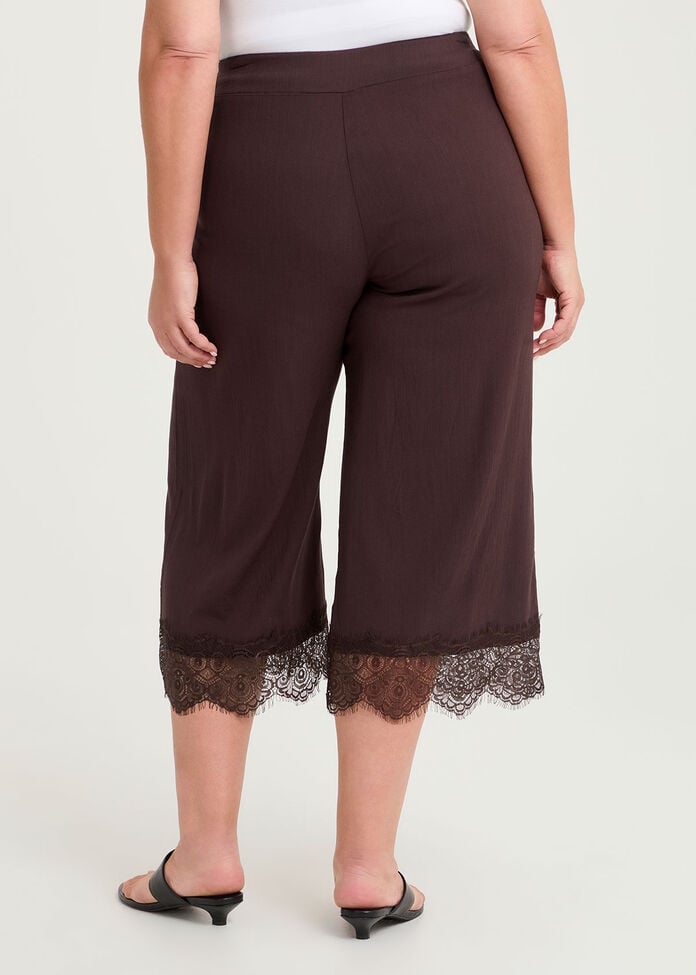 Lace Trim Natural Crop Pant, , hi-res