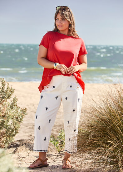 Plus Size Embroidered Denim Outfit