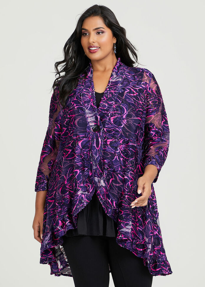 Shop Plus Size Mesh Velour Blossom Cardigan in Multi | Taking Shape AU