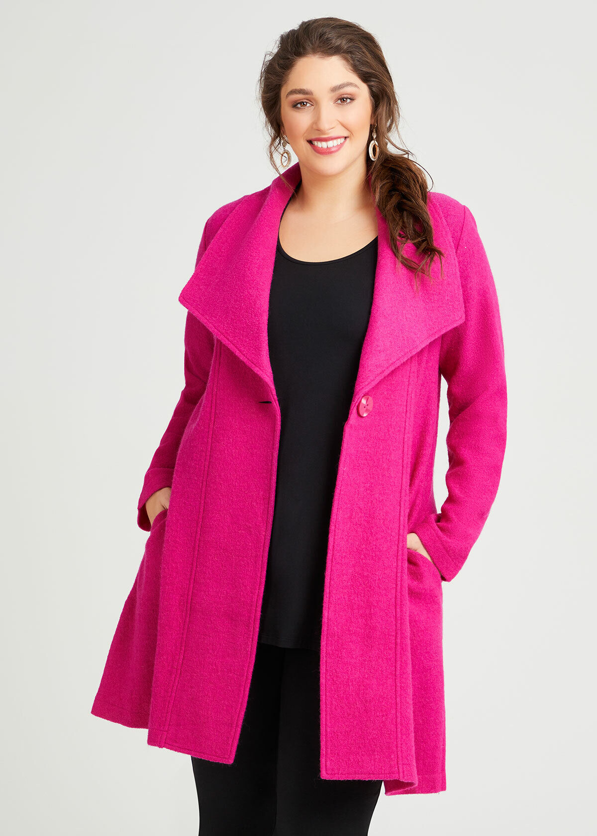 Pink boiled 2024 wool coat