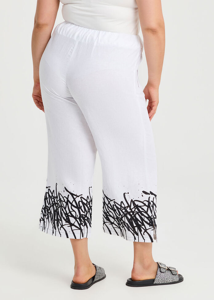 Graphic Linen Bamboo Crop Pant, , hi-res