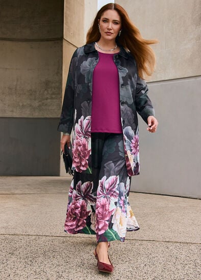Plus Size Fleur Satin Wide Leg Pant