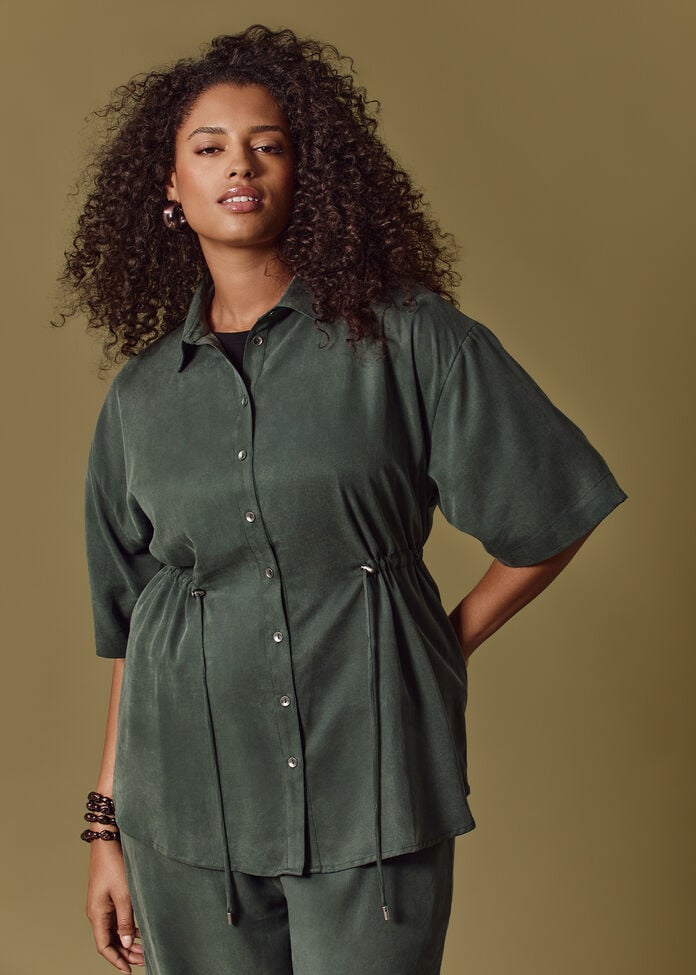 Mel Lyocell Cinched Waist Shirt, , hi-res