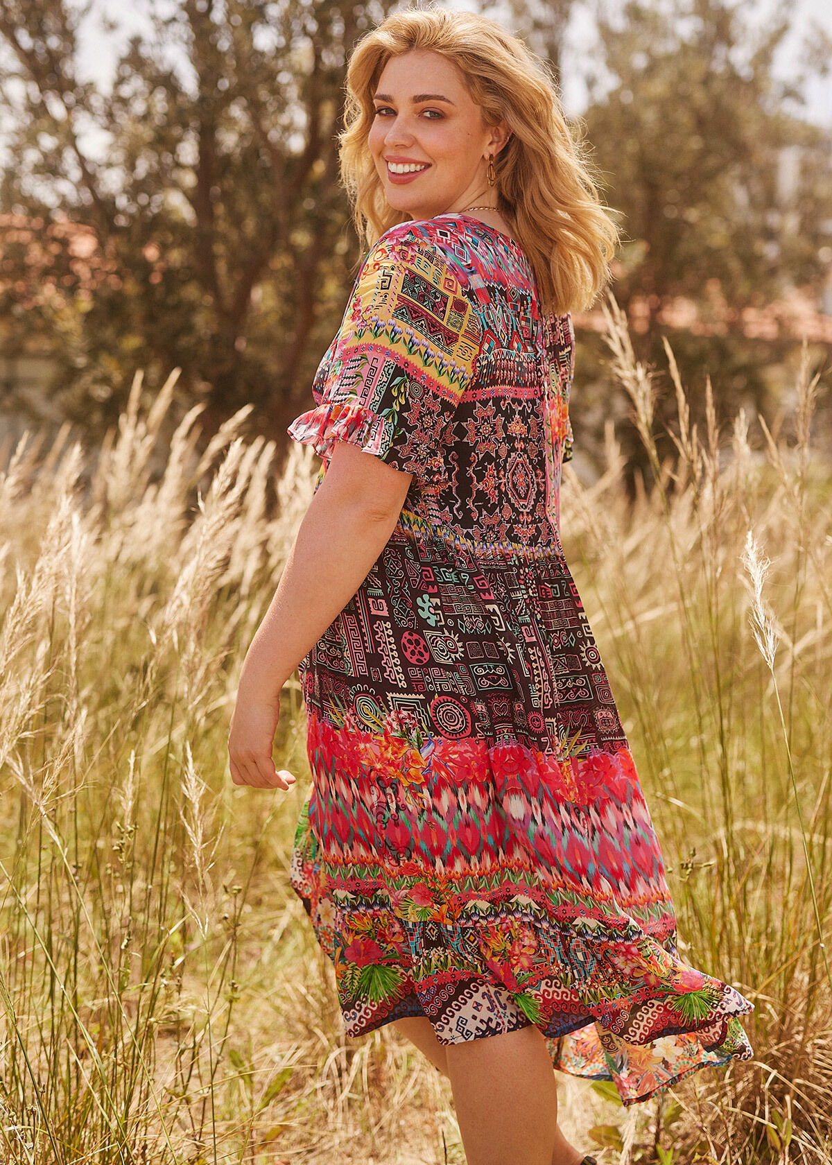 Natural Aztec Patchwork Dress