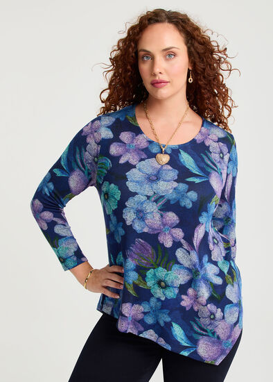 Plus Size Bamboo Painted Floral Cosy Top