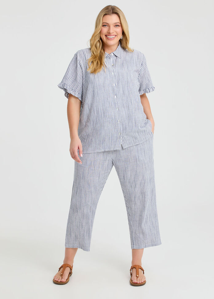 Cotton Linen Frill Shirt, , hi-res