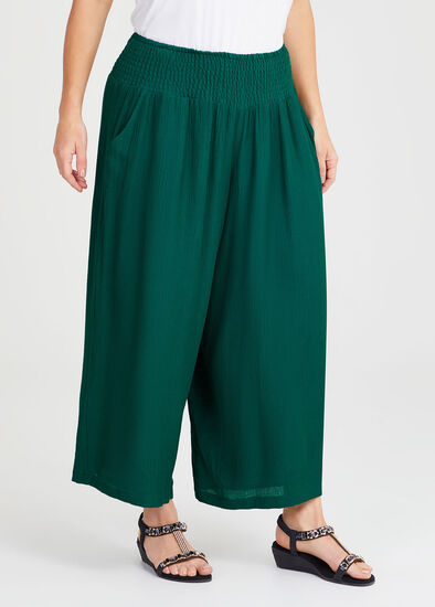 Plus Size Shirred Waist Wide Leg Pant