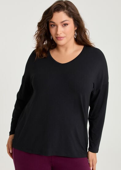 Plus Size Australian Wool Blend V-neck Top