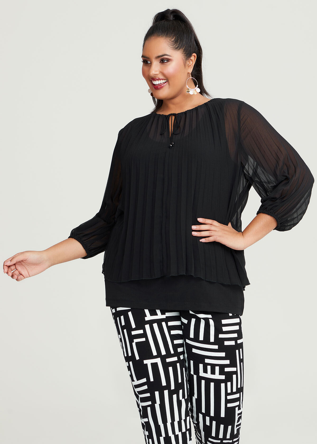 Chiffon Sunray Pleat Top