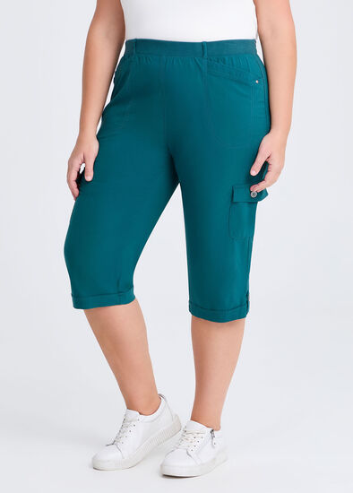 Plus Size Castaway Rib Cargo Crop Pant