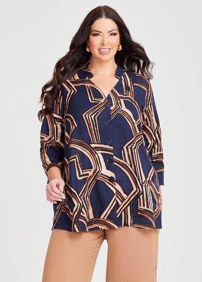 Plus Size Deco Linen Bamboo Mix Shirt