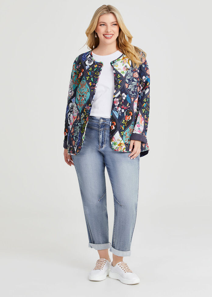 Shop Plus Size Natural Reversible Quilted Jacket, Multi | Taking Shape AU