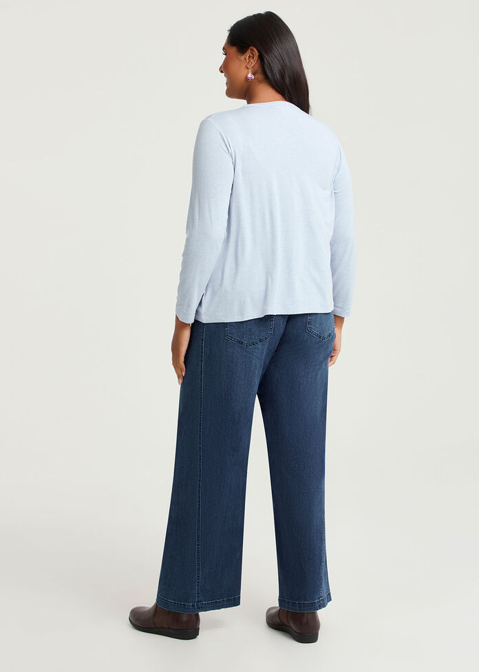 Australian Wool Blend Cardigan, SKY BLUE MARLE, hi-res