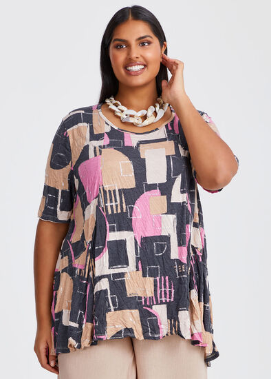 Plus Size Peplum Crush Bamboo Foil Top