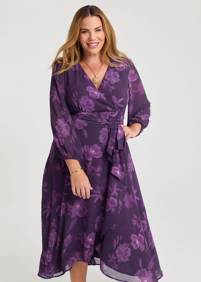 Amelie Pansy Chiffon Cocktail Dress, , hi-res