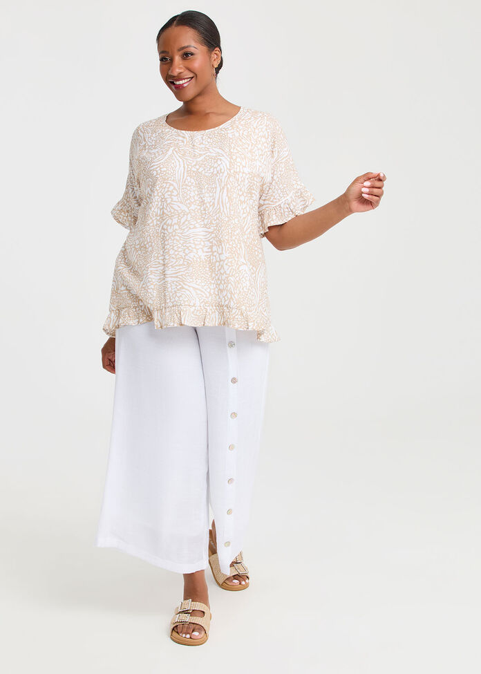 Natural Frilled Hem Top, , hi-res