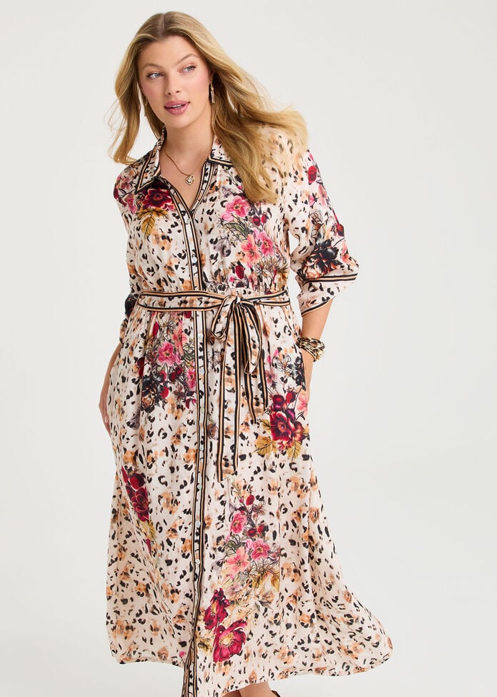 Natural Briar Shirt Dress, PRINT, hi-res