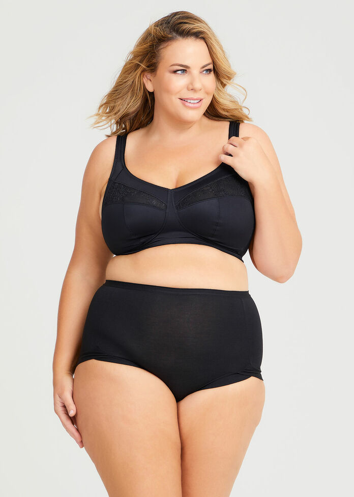 Shop Plus Size Wirefree Lace Comfort Bra in Black, Sizes 12-30