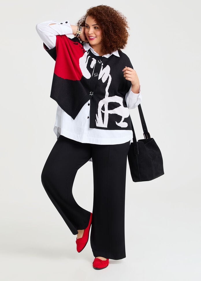 Jacquard Knit Cotton Cardigan, RIBBON RED, hi-res
