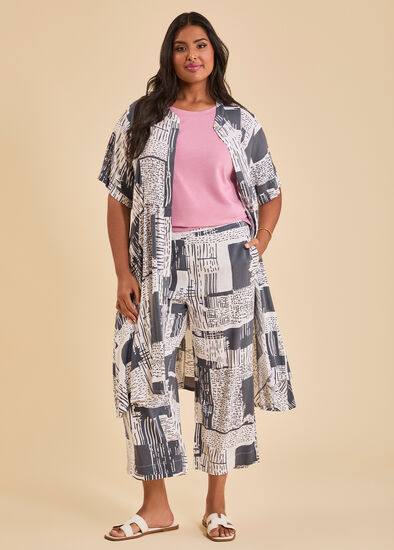 Plus Size Natural Ella Abstract Crop Pant