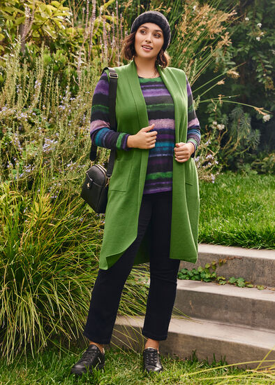 Plus Size Soft Touch Knit Pocket Vest
