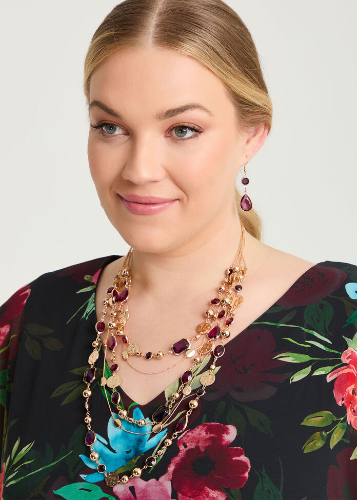 Layered Jewel Statement Necklace, , hi-res