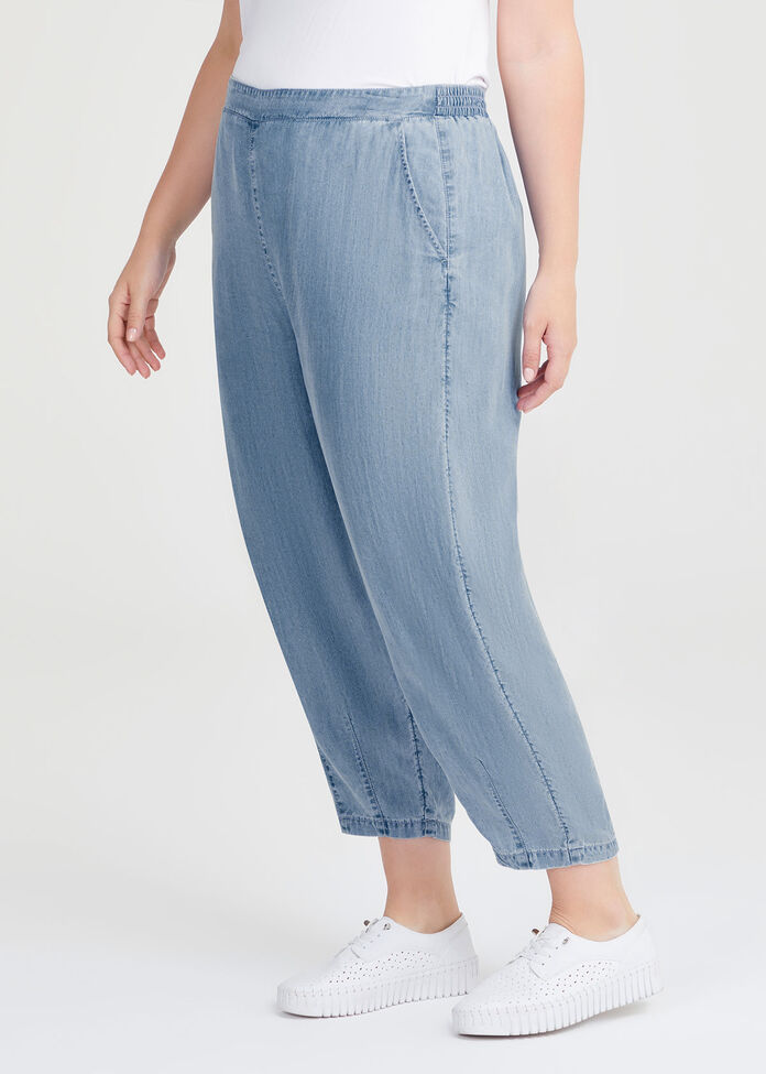 Chambray Lantern Crop Pant, , hi-res