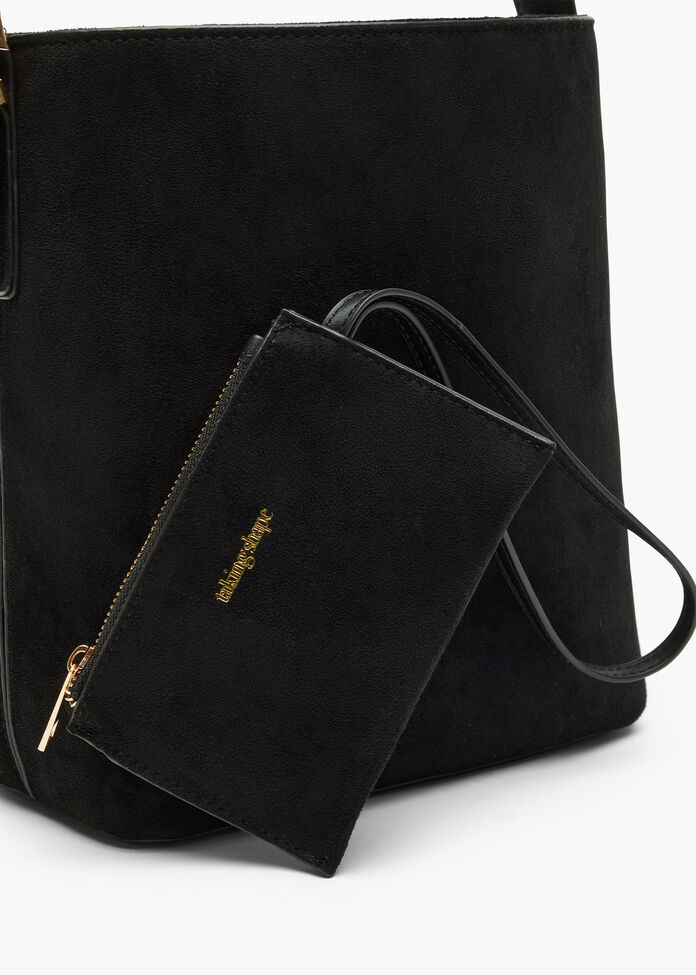 Faux Suede Shoulder Bag, , hi-res