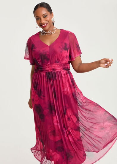 Plus Size Forever Floral Mesh Event Dress